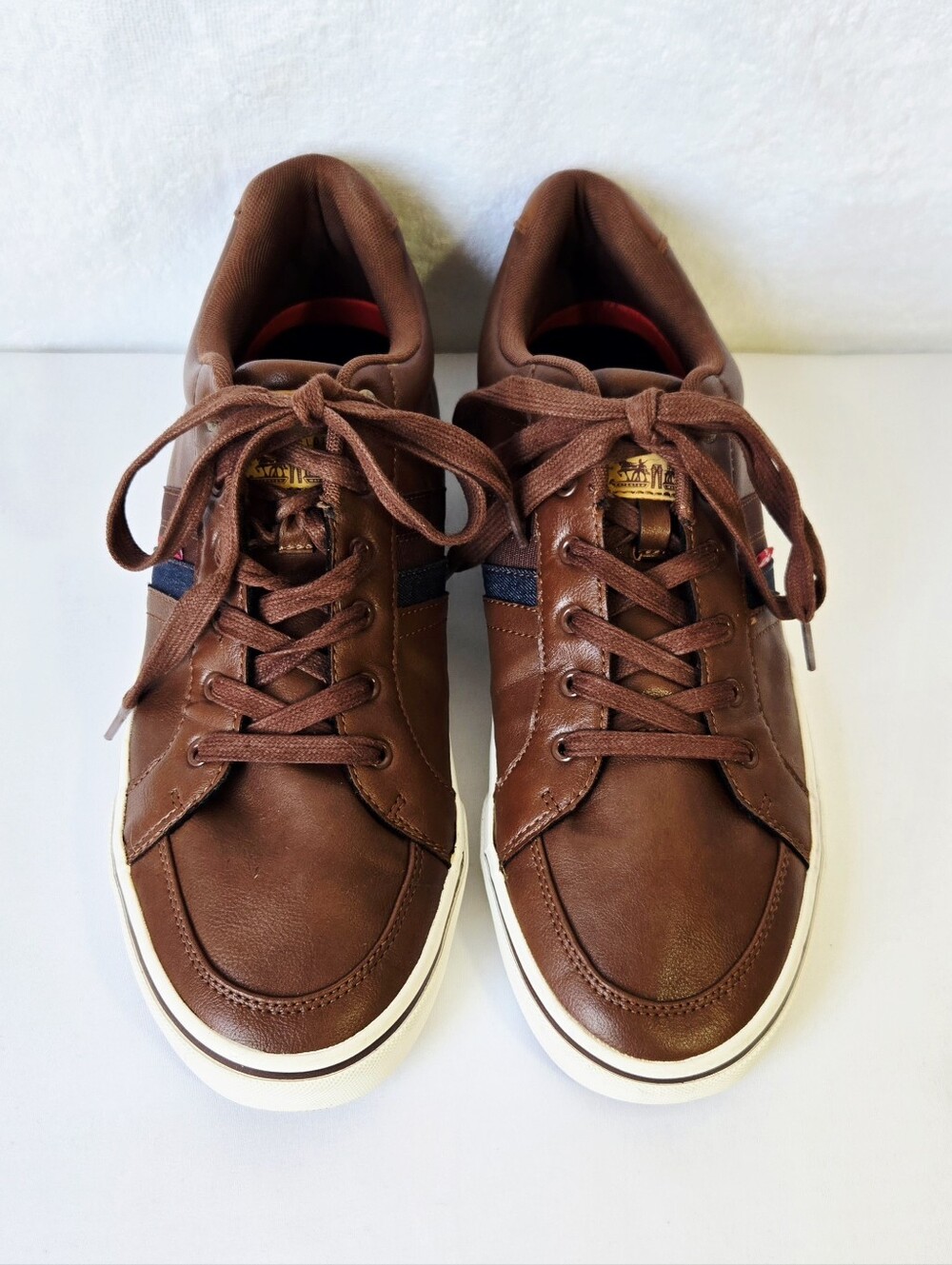 Levi Strauss & Co Men's Brown Casual Sneakers Size 12 Faux Leather Lace Up Shoes